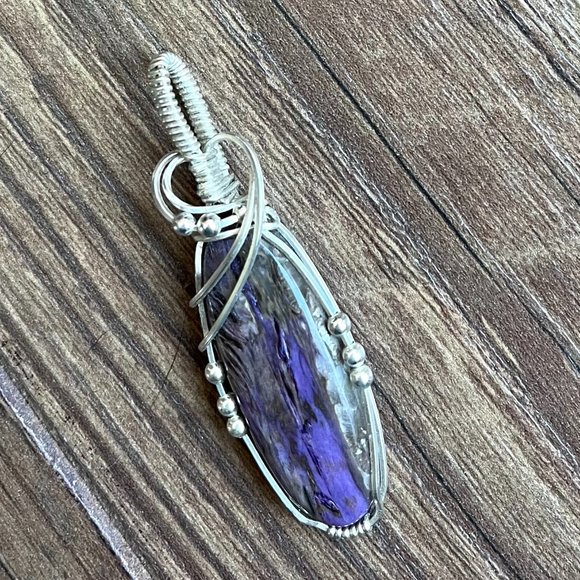 NEW Dark Purple *Charoite* Pendant | Silver Wrapped | Stone of Transformation - Picture 2 of 9